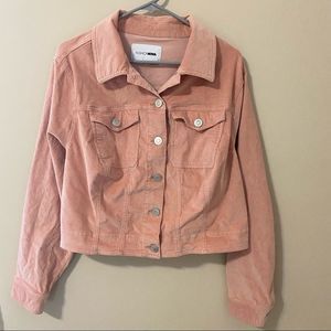 FASHION NOVA “Checkin’ It Twice” Corduroy Cropped Jacket in Blush